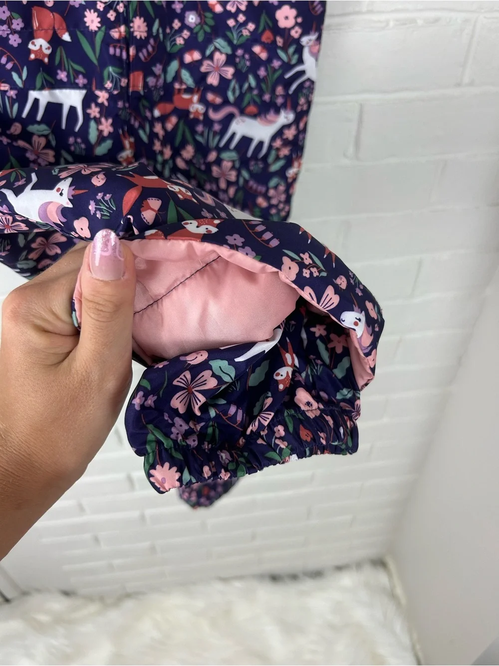 The Children’s Place Girls Unicorn Woodland Animal Print Snow Bib Pants Size 2T